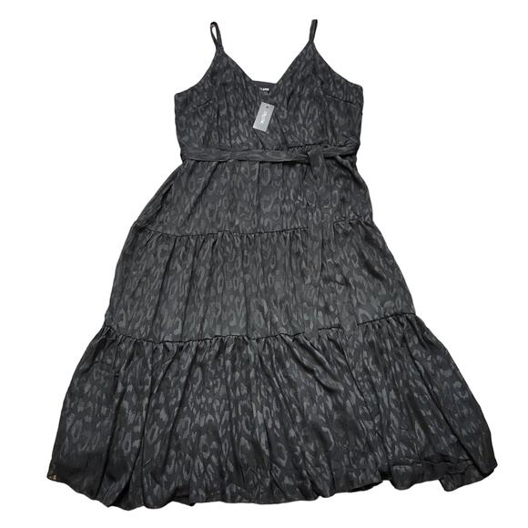 NWT City Chic Maxi Trixie Black Leopard Print Faux Wrap Dress Size XL - Picture 2 of 9